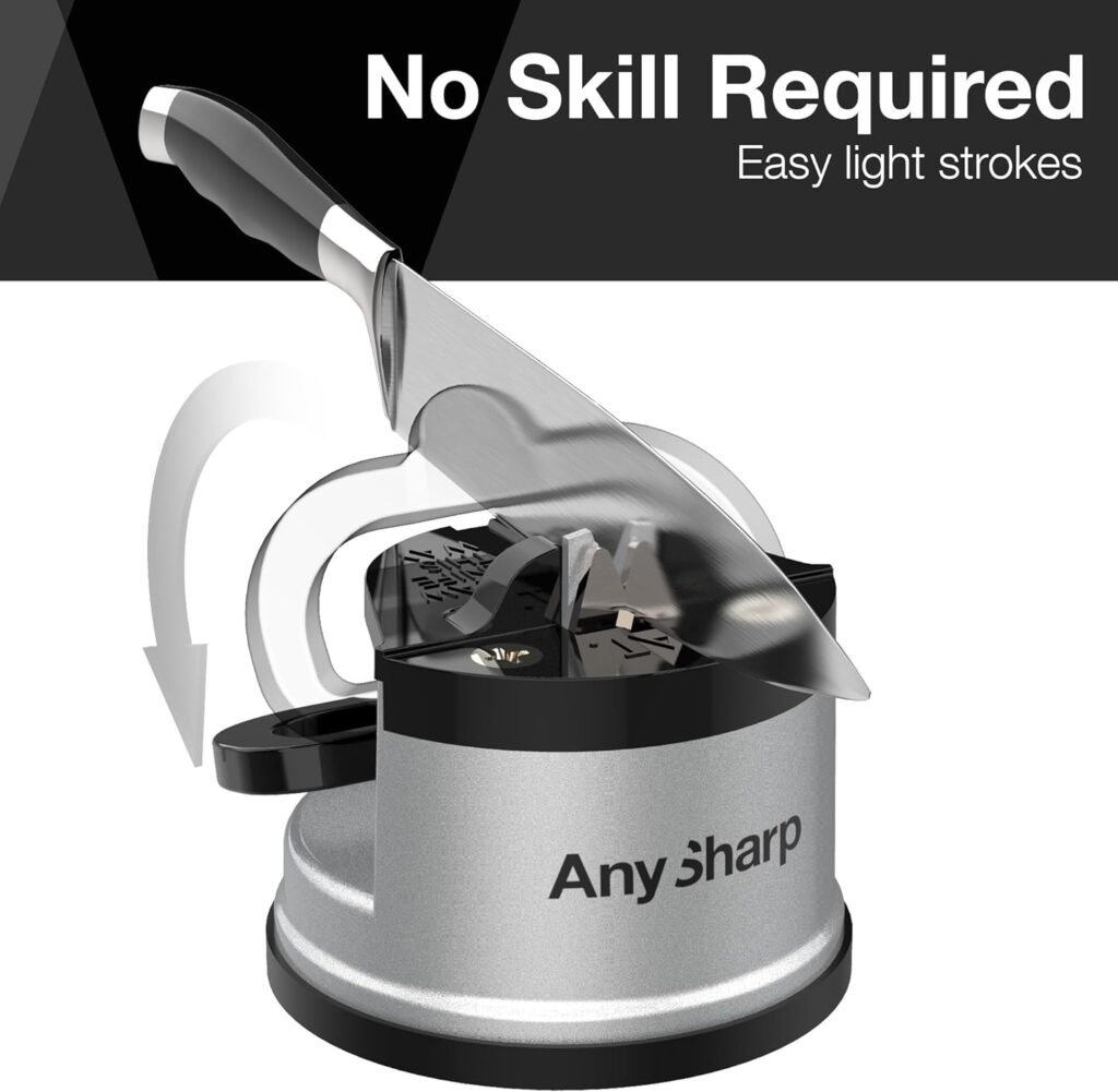 AnySharp Essentials - Knife Sharpener with PowerGrip - For Knives and Serrated Blades