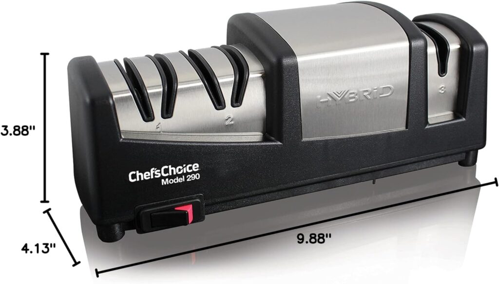 Chef’sChoice 290 Knife Sharpeners AngleSelect Hybrid 15 and 20-Degree Diamond Hone, 3-Stage, Black