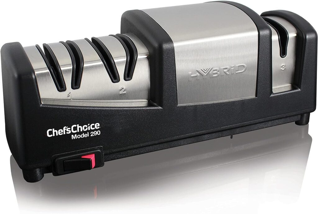 Chef’sChoice 290 Knife Sharpeners AngleSelect Hybrid 15 and 20-Degree Diamond Hone, 3-Stage, Black