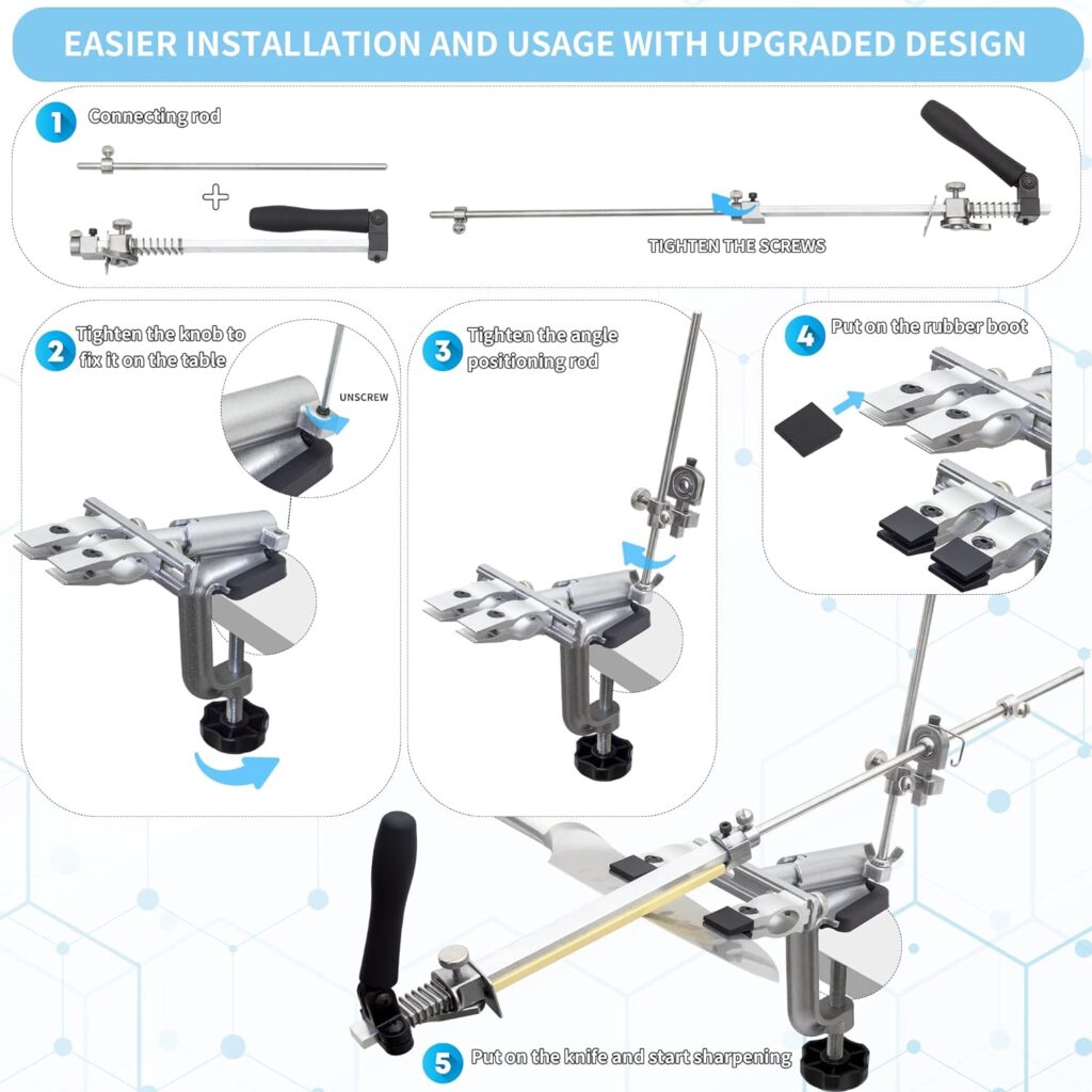 CWOVRS Knife Sharpening Kit, RUIXIN PRO RX-009 Knife Sharpener, 360° Flip Rotation, Upgrade Fixed-Angle  Adjustable Knife-Clip, Chef Knife Sharpening System Kit, 9 Stones +1 Leather Strop