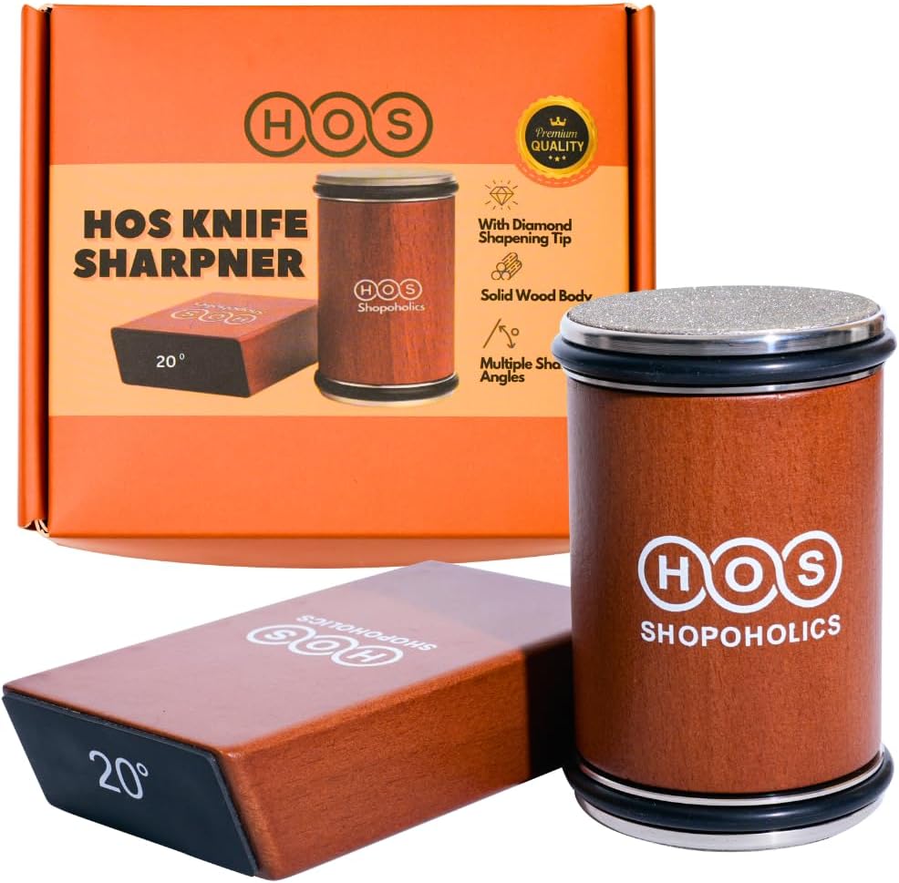 HOS Elite Rolling Knife Sharpener - Premium Diamond-Coated Wheels for Ultimate Sharpness - 15/20° Precision Magnetic Angling - Effortless Sharpening for All Steel Kitchen Knives  Scissors