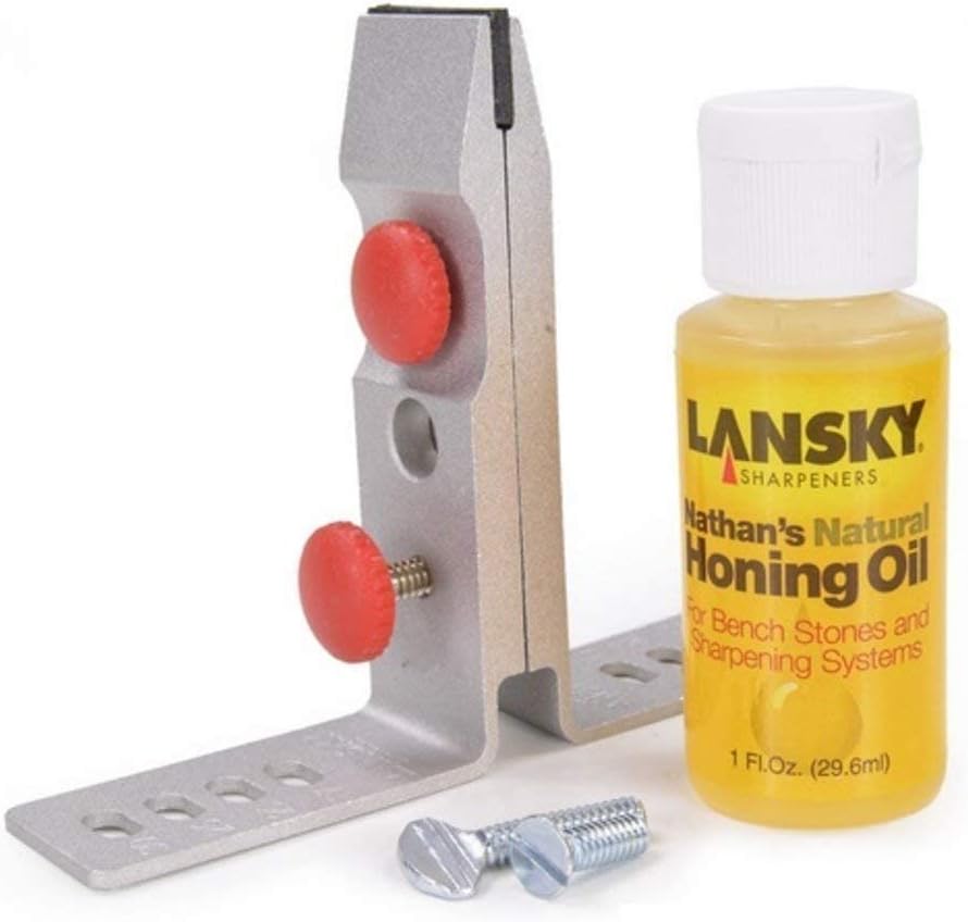 Lansky Standard Knife Sharpening System: 3-Stone Ceramic Knife Sharpener Kit with Honing Oil - LKC03