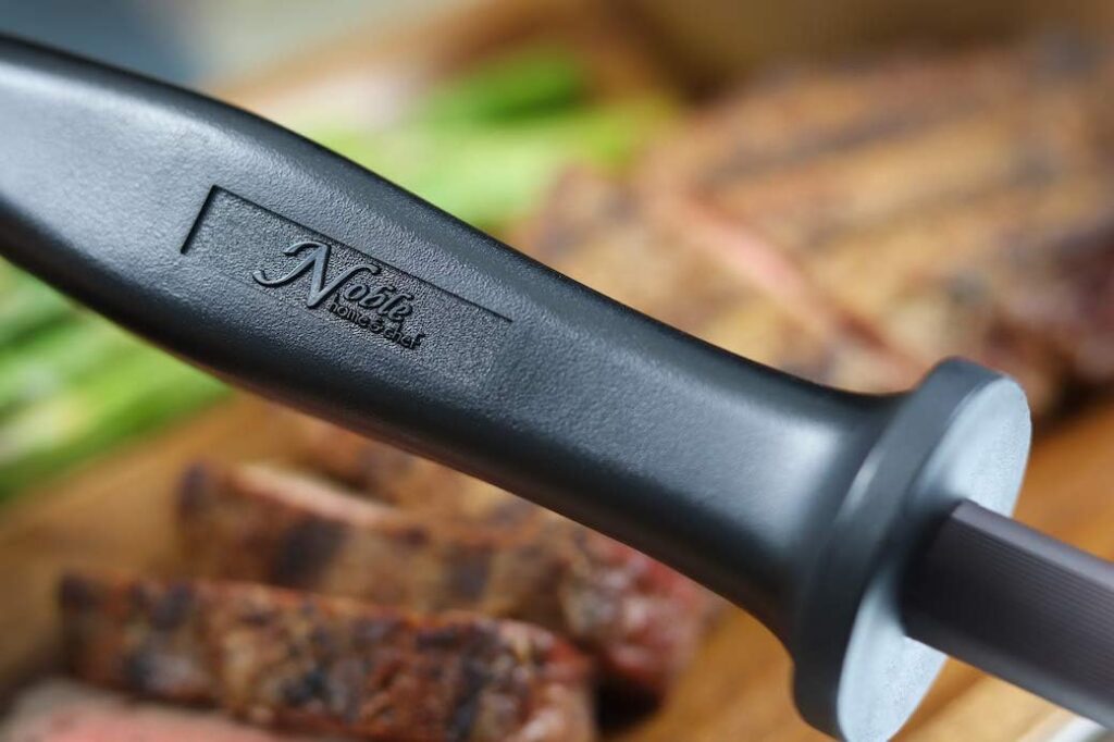Professional 11.5 Inch Ceramic Honing Rod Has 2 Grit Options, a Firm-Grip Handle, Hanging Ring, and Japanese Ceramic. Noble Home  Chef Sharpening Rods are Perfect for Chefs! (Black, 2000/3000 Grit)