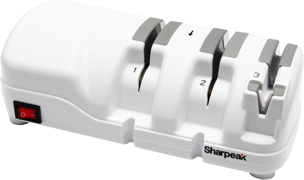 Sharpeak Professional Electric Knife Sharpener with Versatile 3 Stages, Monocrystalline Diamond Wheels, Overheat Protection, Ultra-Quiet Motor, Quick Knife Sharpening for Kitchen Knives, Easy to Use