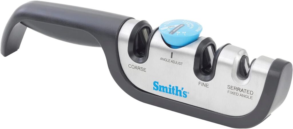 Smith’s 50146 Adjustable Angle Knife Sharpener - Stainless - Adjustable Sharpening Angles - Repair, Restore  Polish Blades - 2-Stage Handheld Manual Sharpener - Kitchen, Straight  Serrated Knives