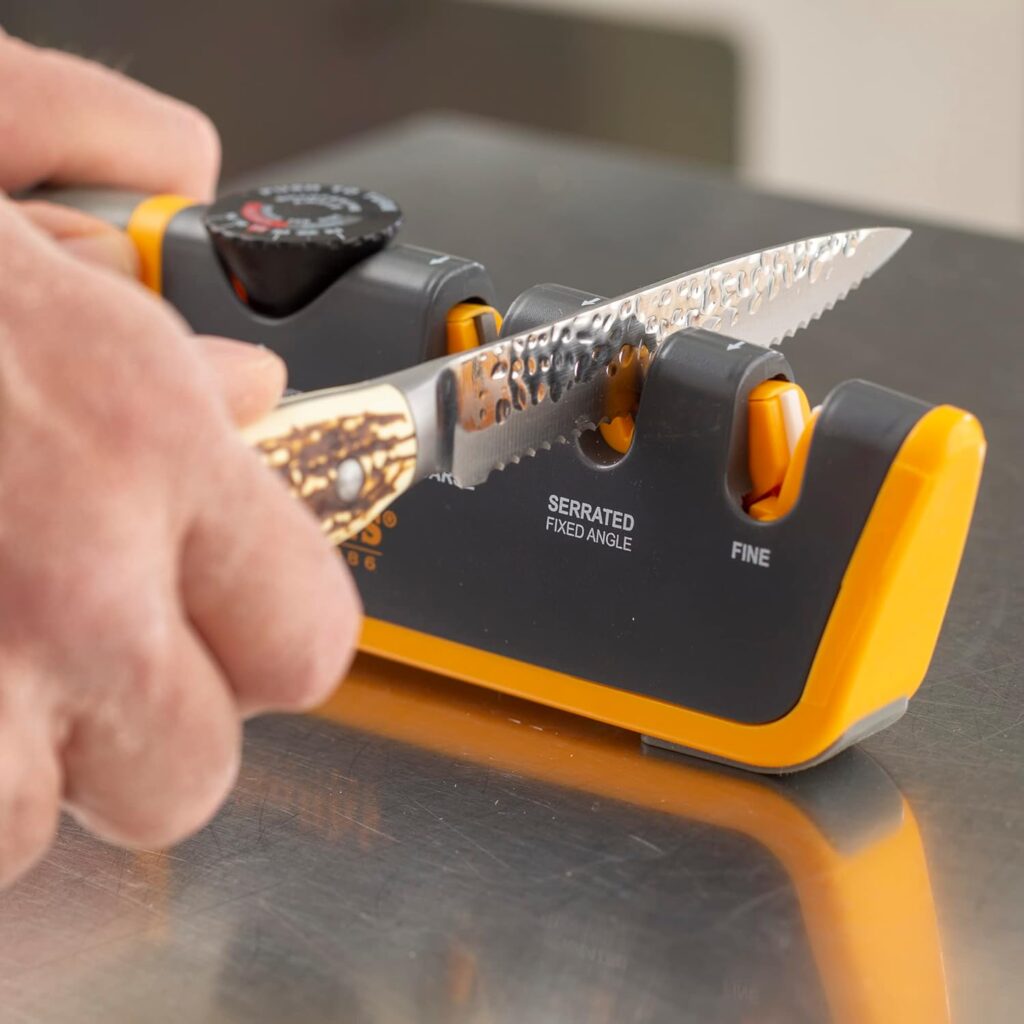 Smith’s 50146 Adjustable Angle Knife Sharpener - Stainless - Adjustable Sharpening Angles - Repair, Restore  Polish Blades - 2-Stage Handheld Manual Sharpener - Kitchen, Straight  Serrated Knives