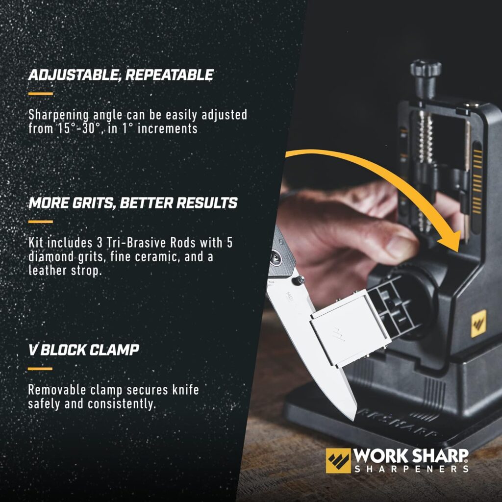 Work Sharp Precision Adjust Elite - Adjustable Knife Sharpening System - For Hunting, Serrated  Kitchen Knives