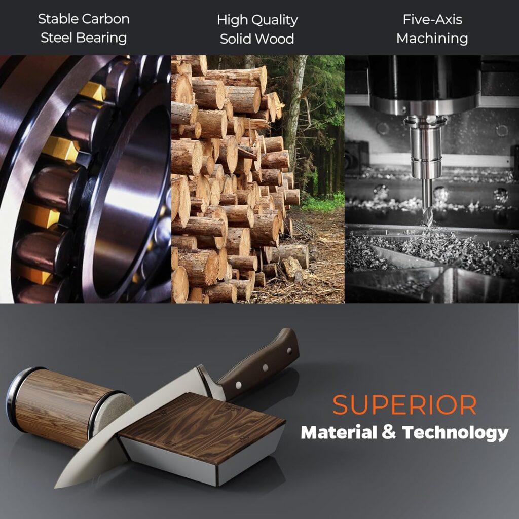 Rolling Knife Sharpener - Knife Sharpening Kit with Diamonds Discs Ceramic Discs and Leather for Steel of Any Hardness, Rolling Knife Sharpening System for Kitchen Knives,10/15/20/25 Degree Sharpening